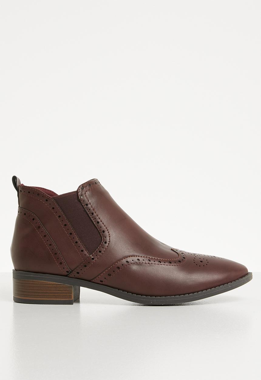 Jada - Brogue chelsea boot - burgundy