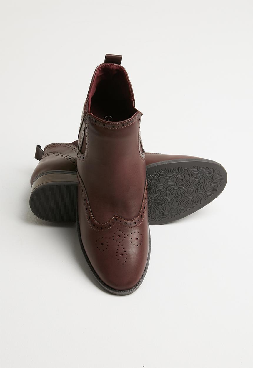Jada - Brogue chelsea boot - burgundy