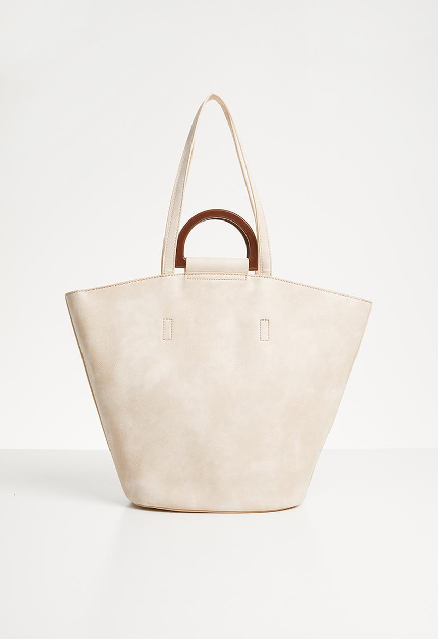 Superbalist - Wooden handle shopper bag - natural