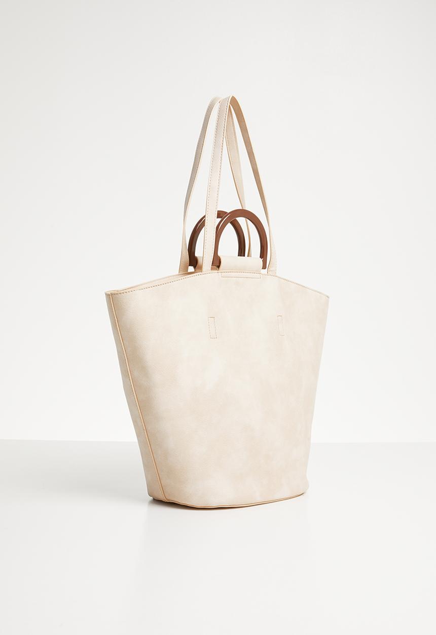 Superbalist - Wooden handle shopper bag - natural