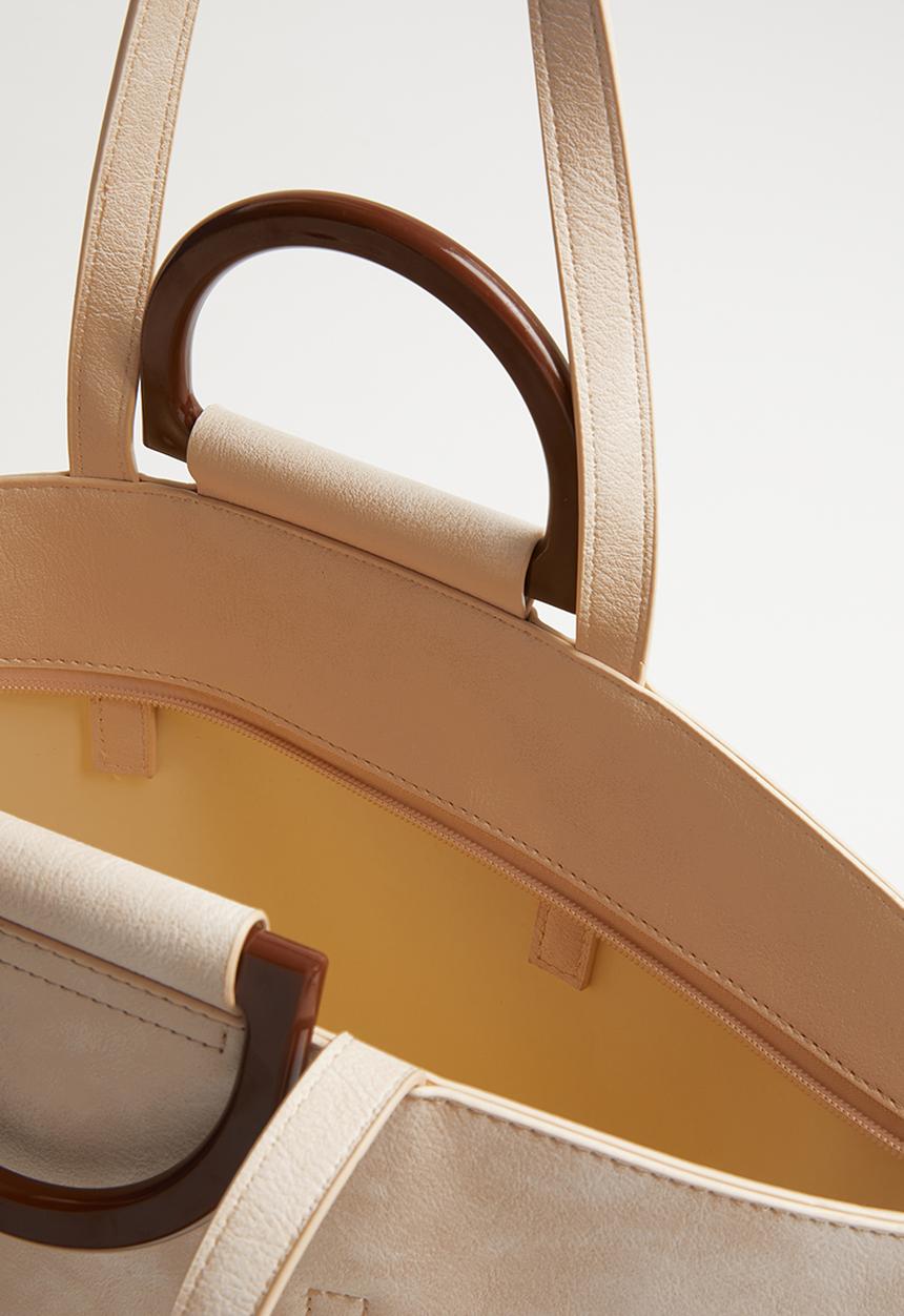 Superbalist - Wooden handle shopper bag - natural