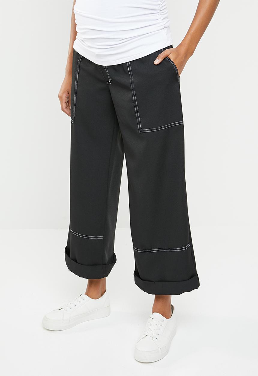 edit Maternity - Maternity stitch detail utility pants - black