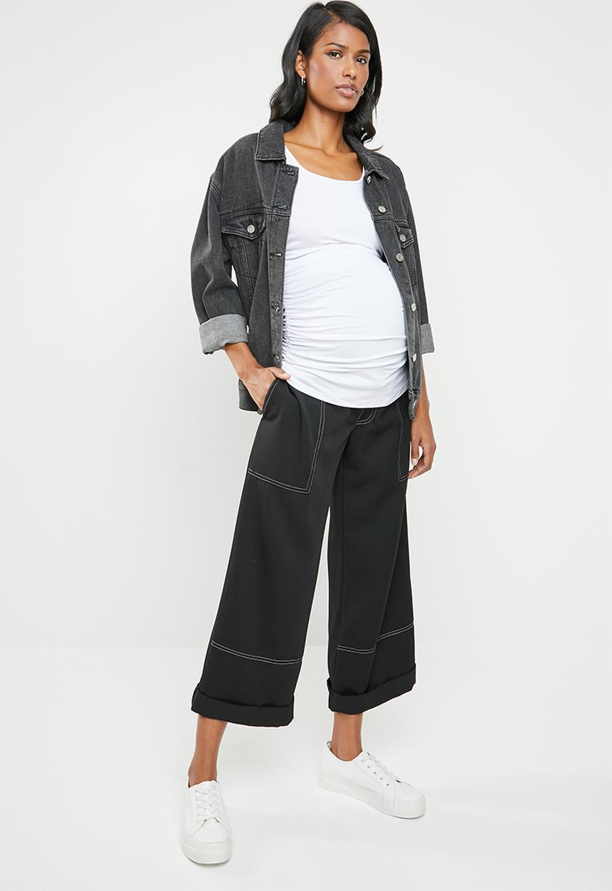 edit Maternity - Maternity stitch detail utility pants - black