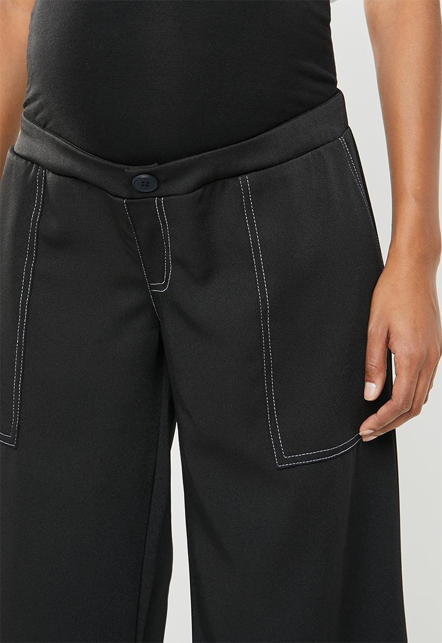 edit Maternity - Maternity stitch detail utility pants - black