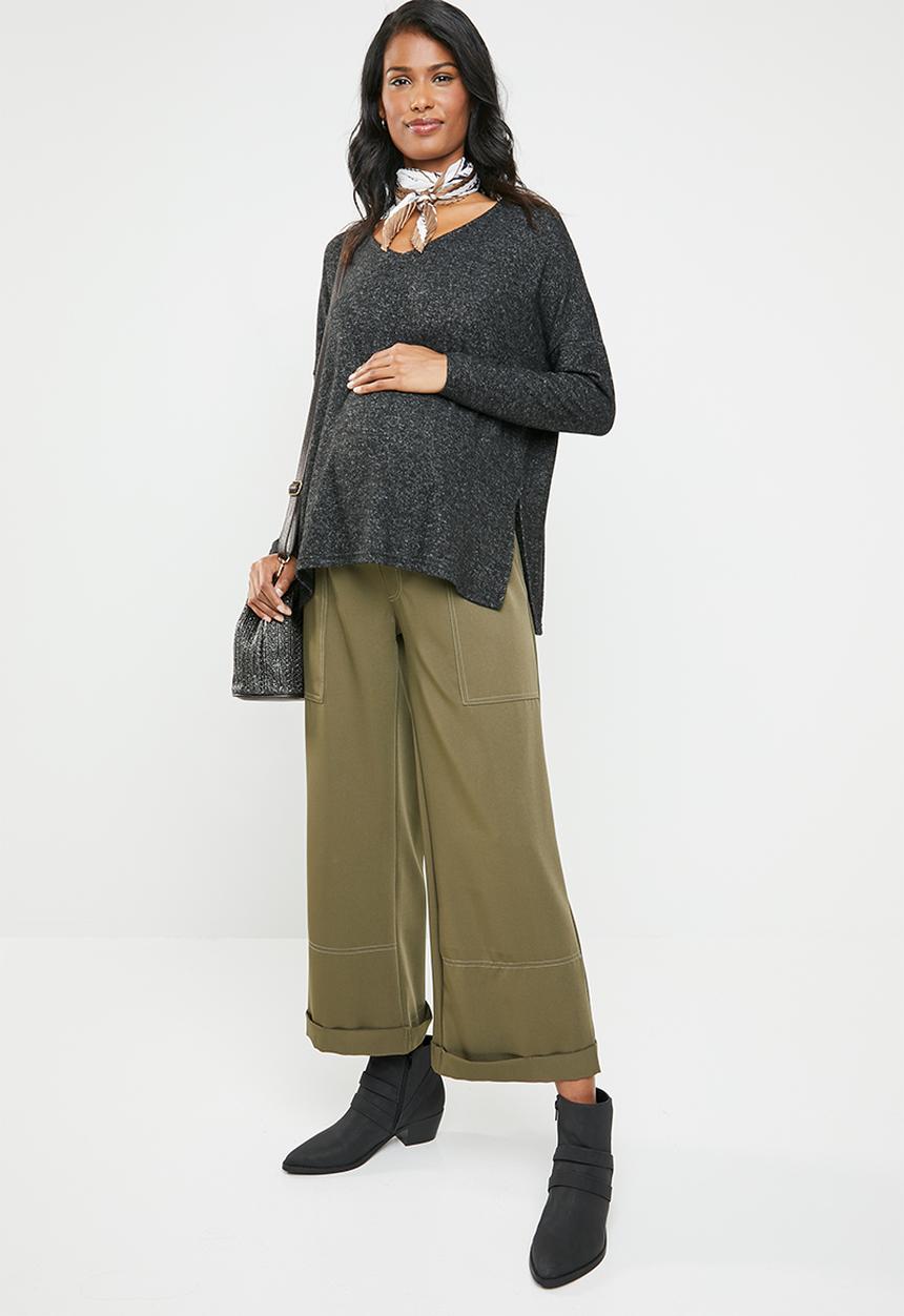 edit Maternity - Maternity Stitch detail utility pants - khaki