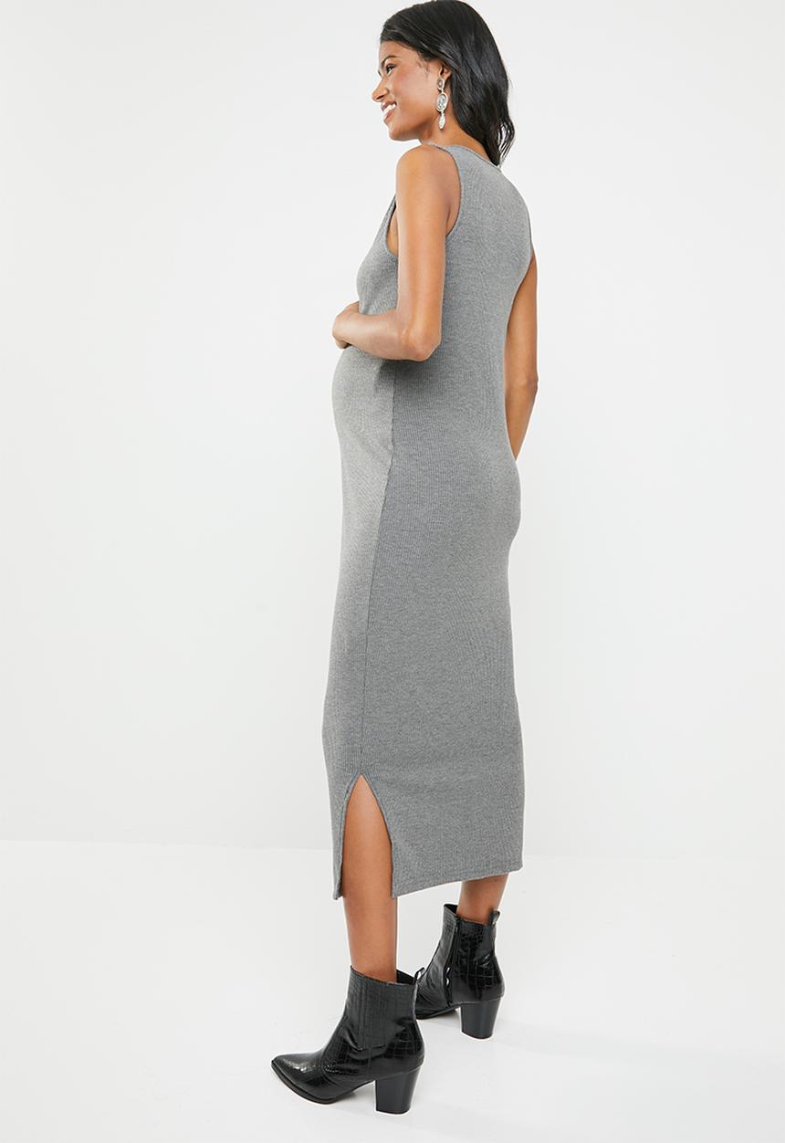 edit Maternity - Button down ribbed dress - grey
