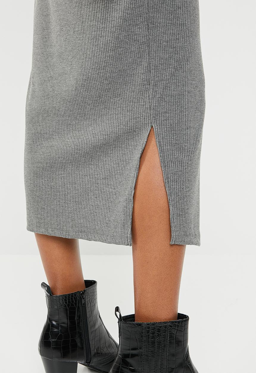 edit Maternity - Button down ribbed dress - grey