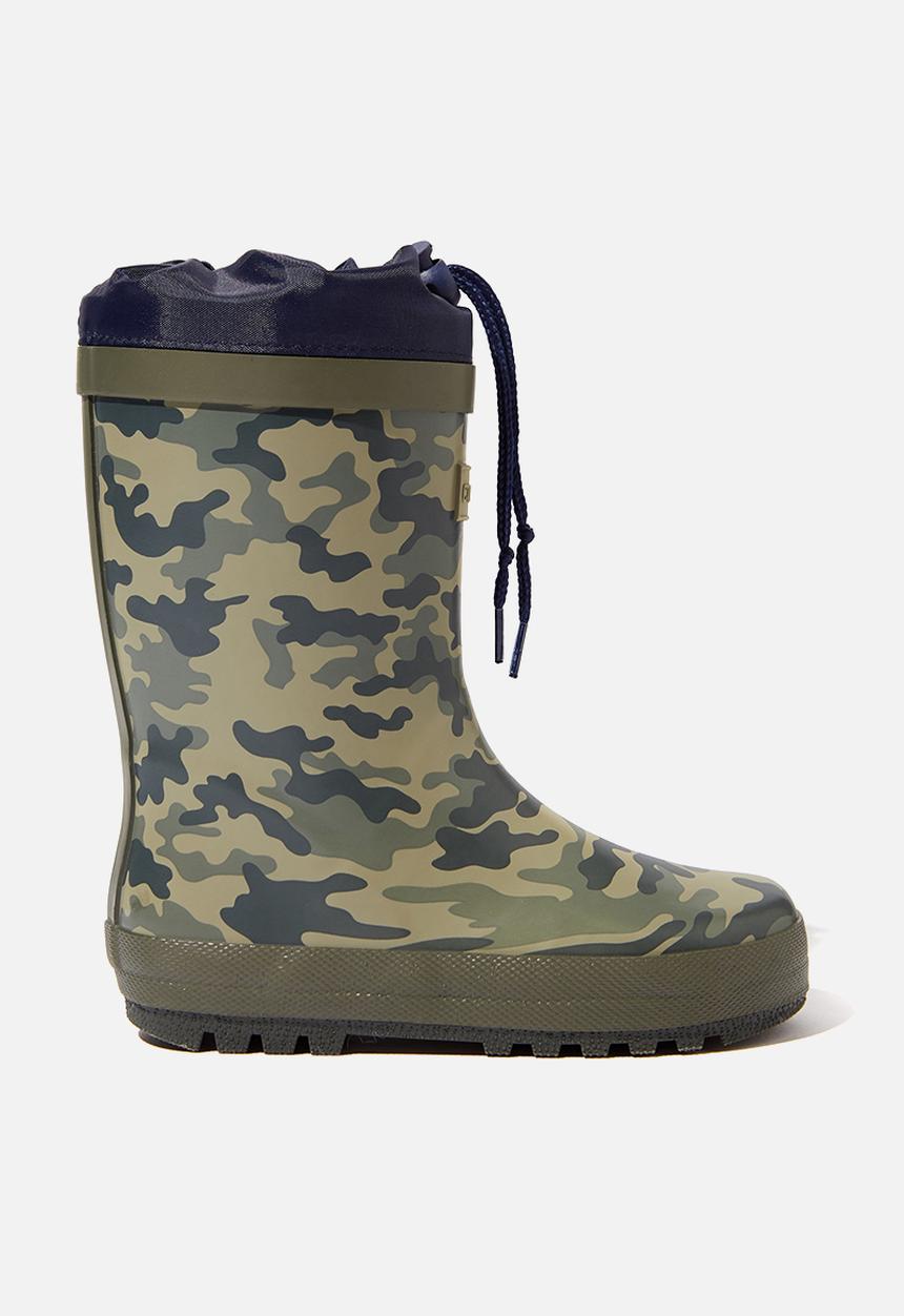 Cotton On - Classic golly camouflage boots - green & navy