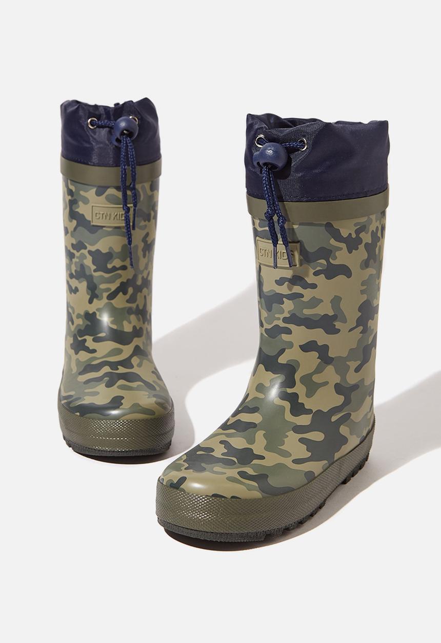 Cotton On - Classic golly camouflage boots - green & navy