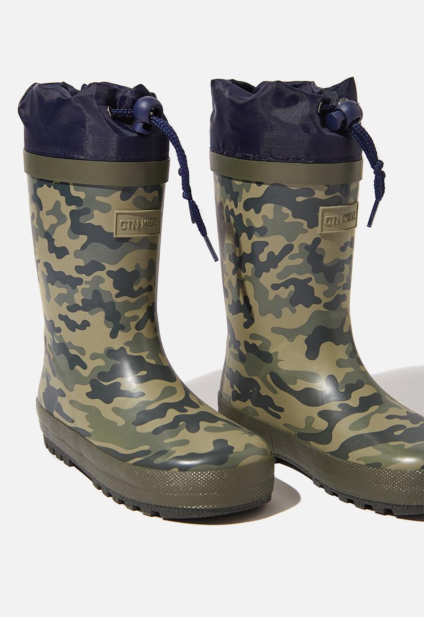 Cotton On - Classic golly camouflage boots - green & navy