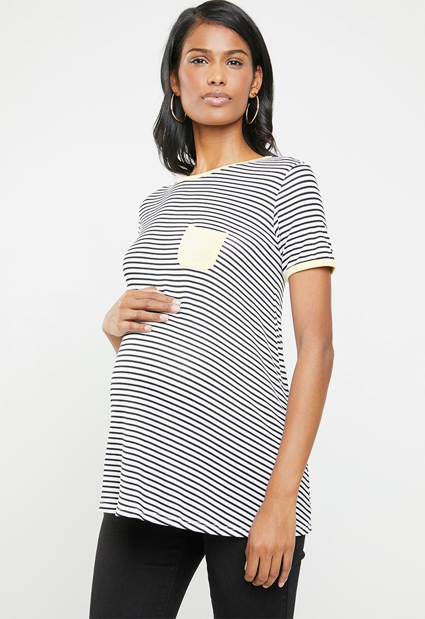 edit Maternity - Maternity pocket T-shirt - navy & white