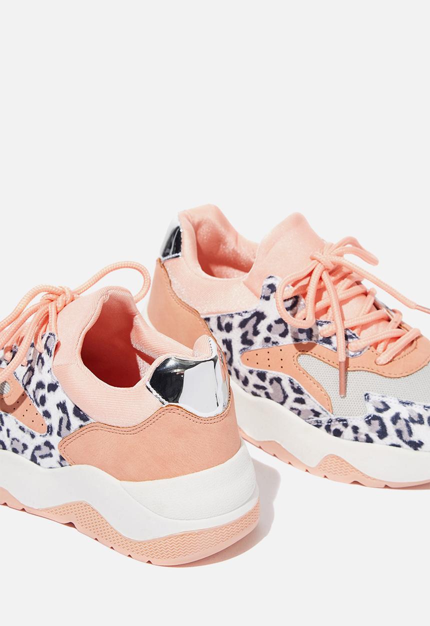 Cotton On - Chunky leopard lace up trainer - multi