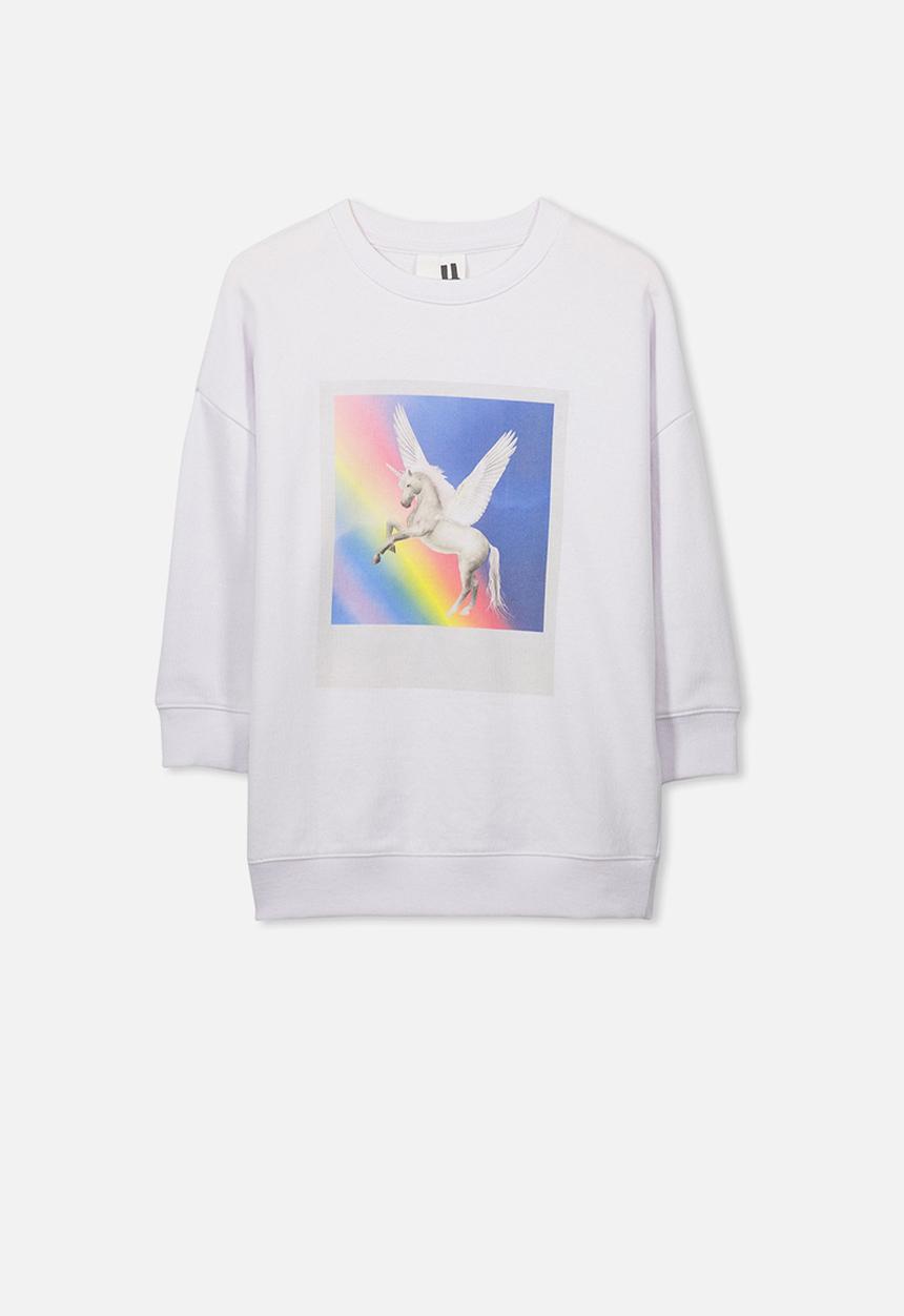 Cotton On - Sage longline crew - white
