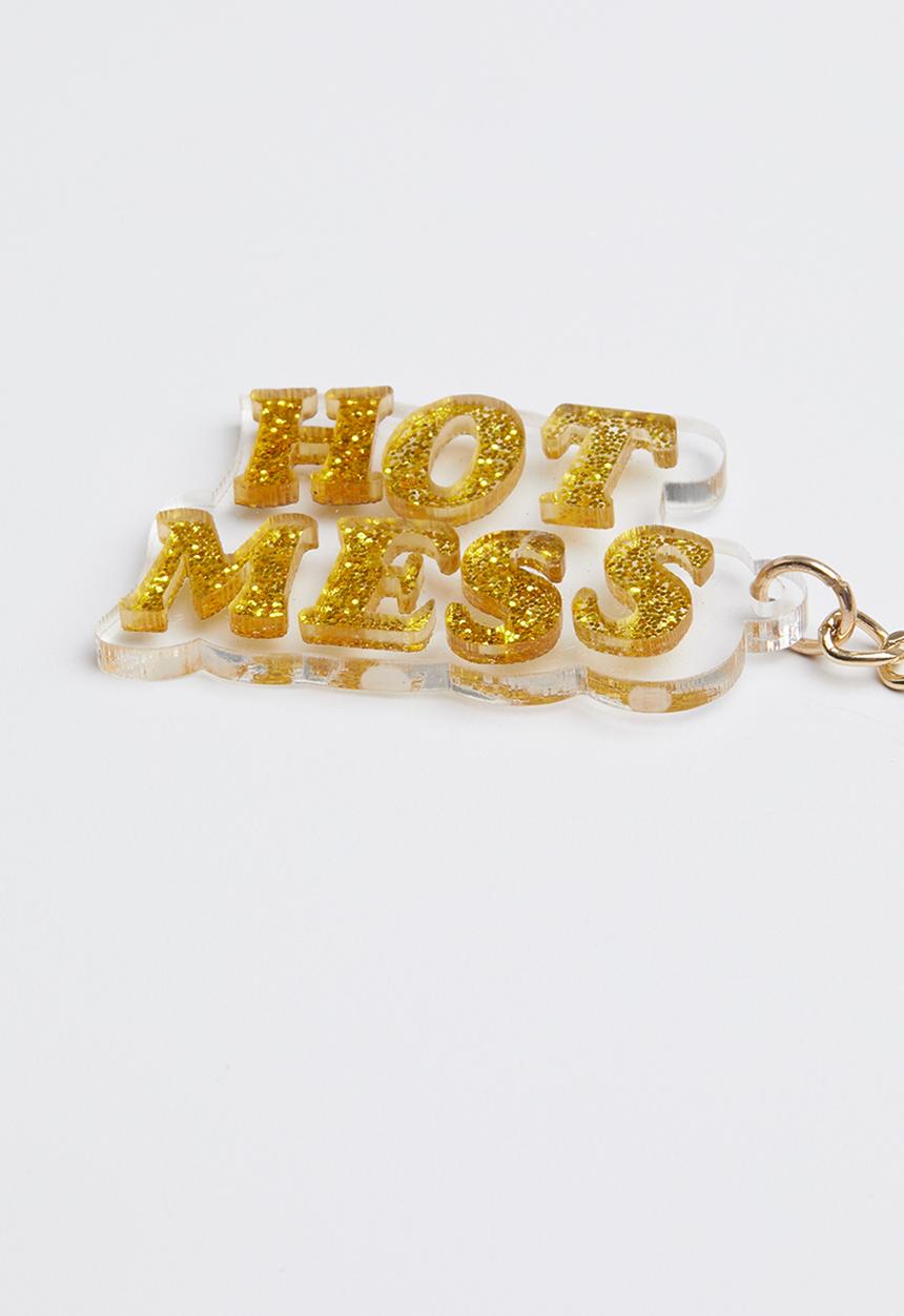 Typo - Enamel hot mess keyring - yellow & gold