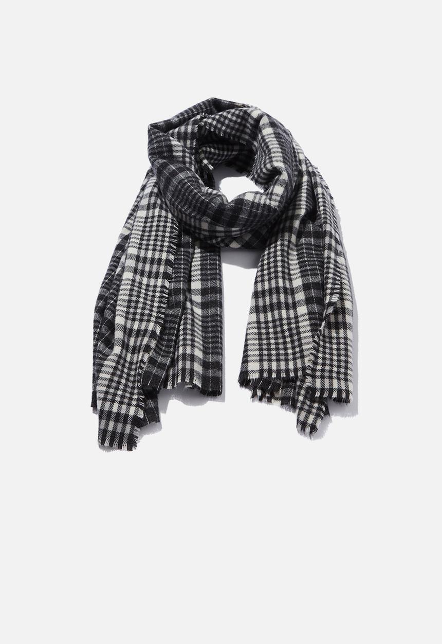 Cotton On - Lexi mid weight check scarf - black & white 
