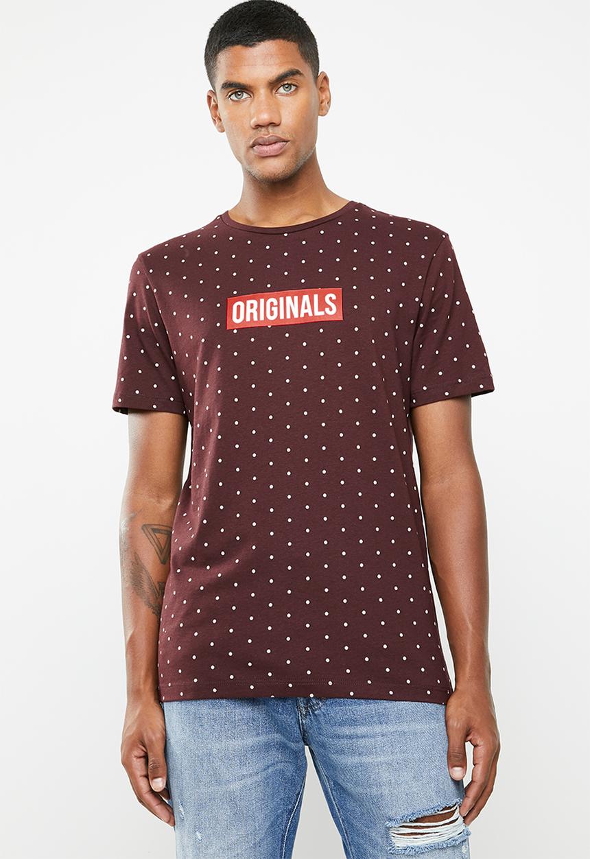 Jack & Jones - Polka short sleeve T-shirt - burgundy