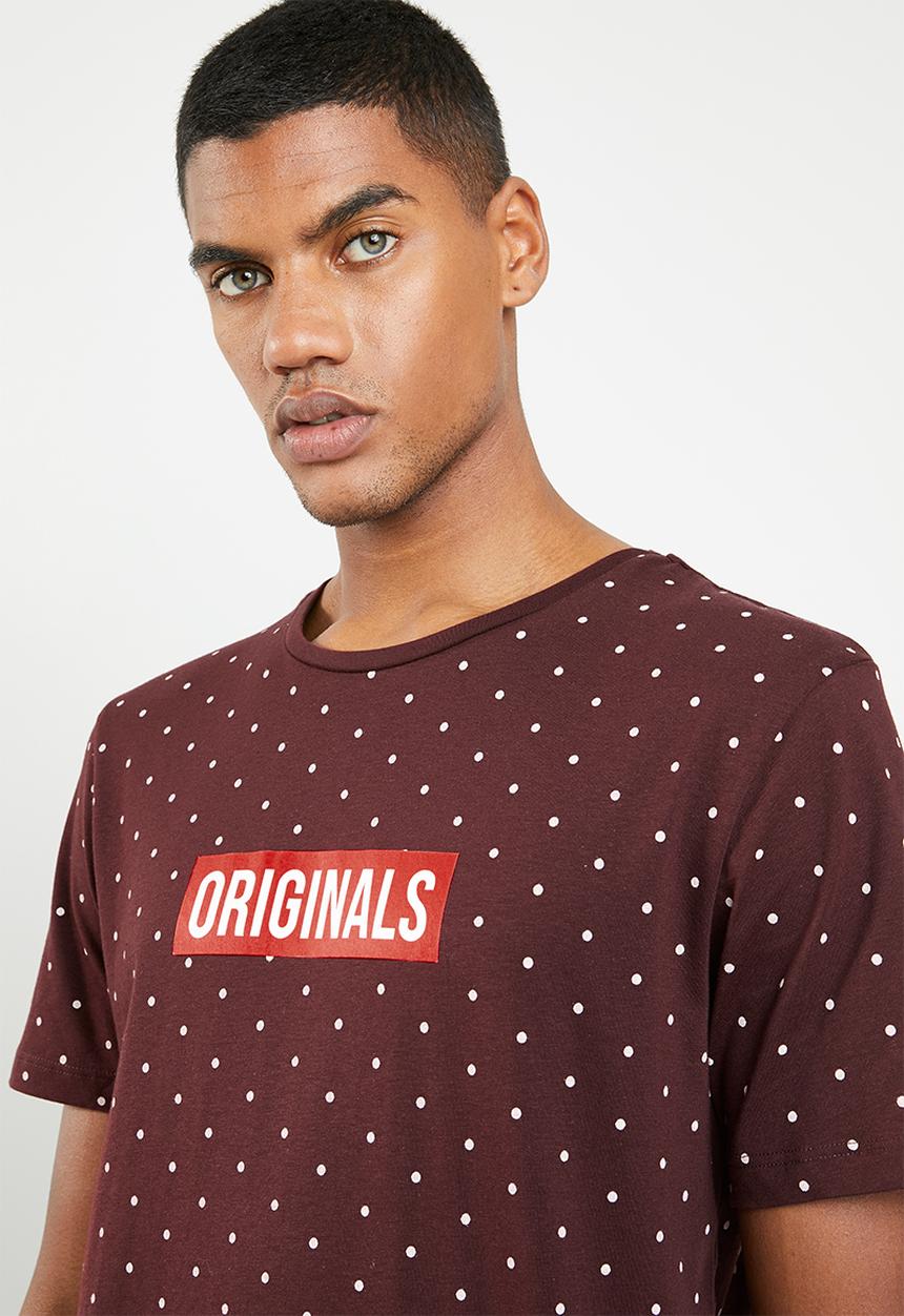 Jack & Jones - Polka short sleeve T-shirt - burgundy