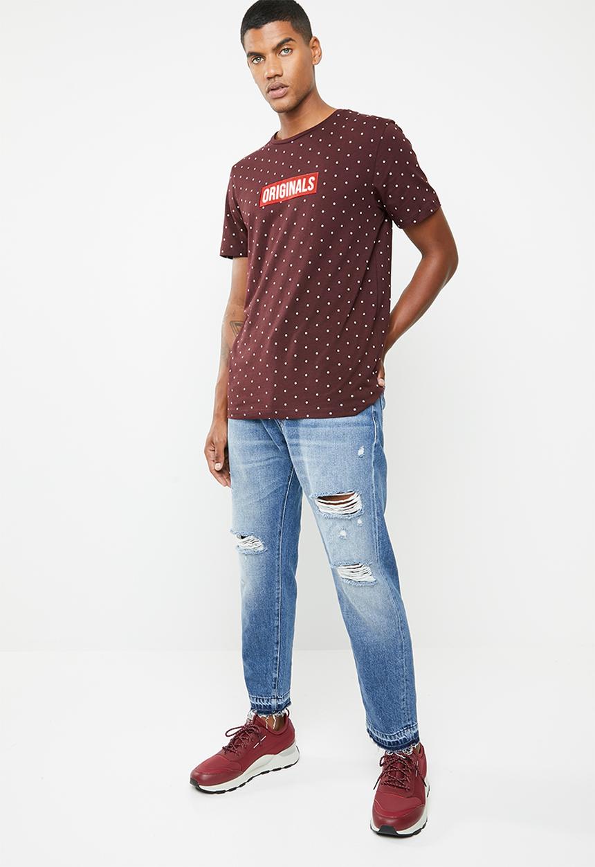 Jack & Jones - Polka short sleeve T-shirt - burgundy