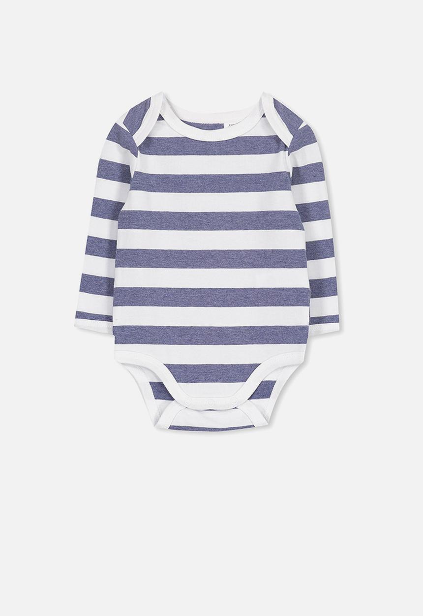 Cotton On - Mini long sleeve bubbysuit - blue & white