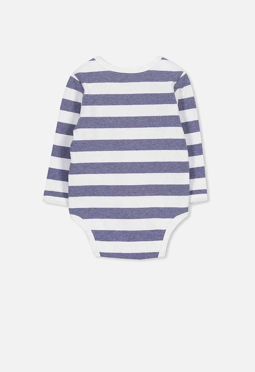 Cotton On - Mini long sleeve bubbysuit - blue & white