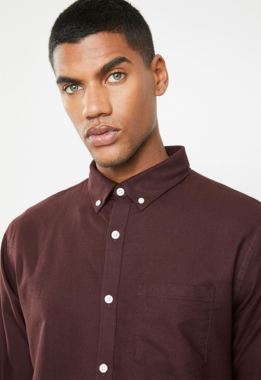 New Look - New oxford slim fit shirt - burgundy