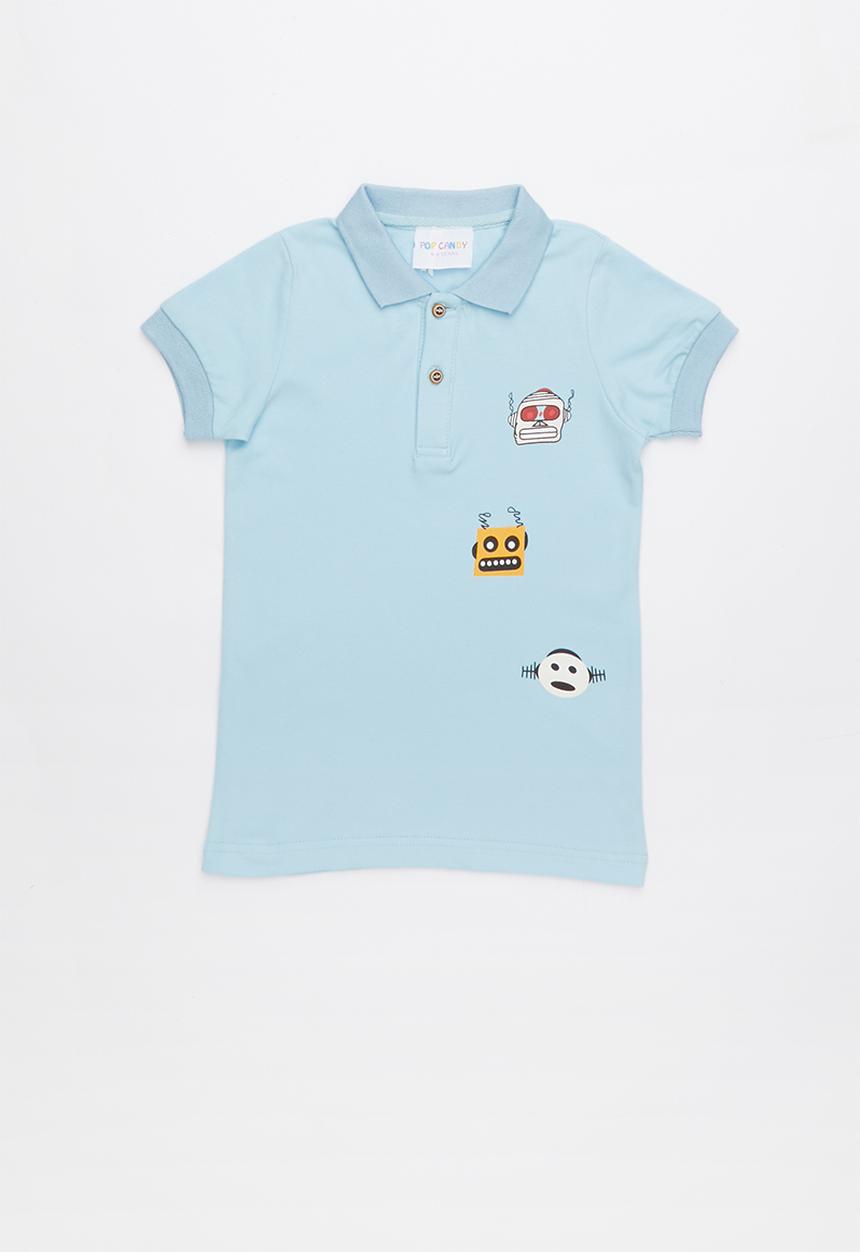 Pop Candy - Printed short sleeve golfer - blue