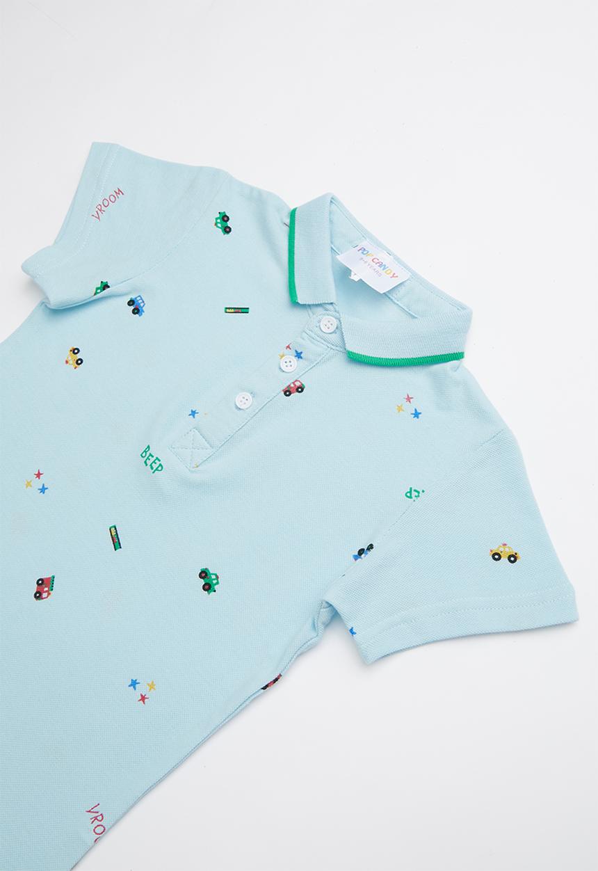 Pop Candy - Printed short sleeve golfer - blue 