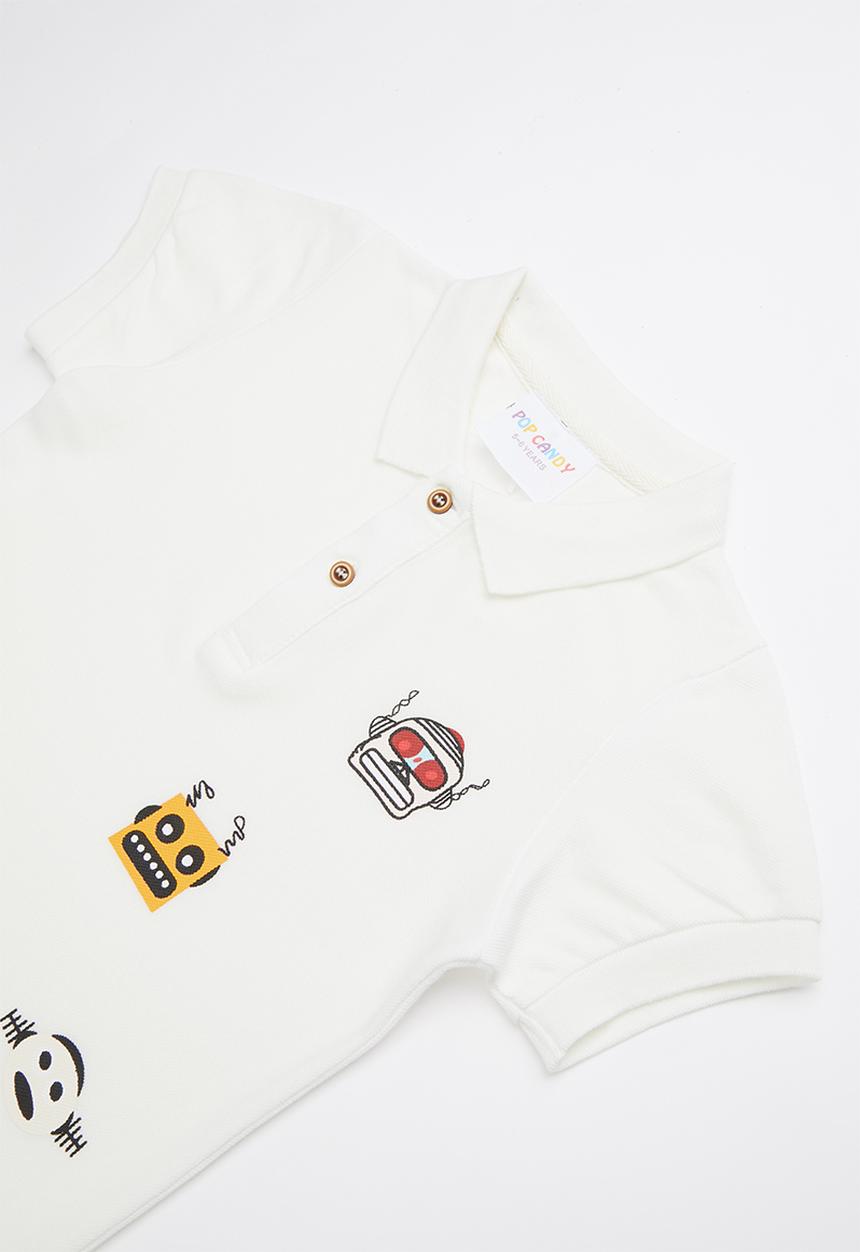 Pop Candy - Printed short sleeve golfer - white