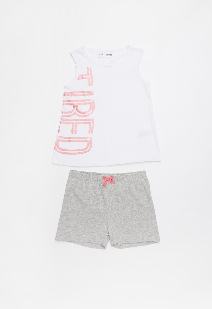 MINOTI - Yawn printed 2 piece pj set - white