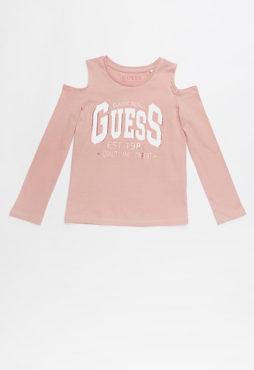 GUESS - Long sleeve cold shoulder varsity tee - pink