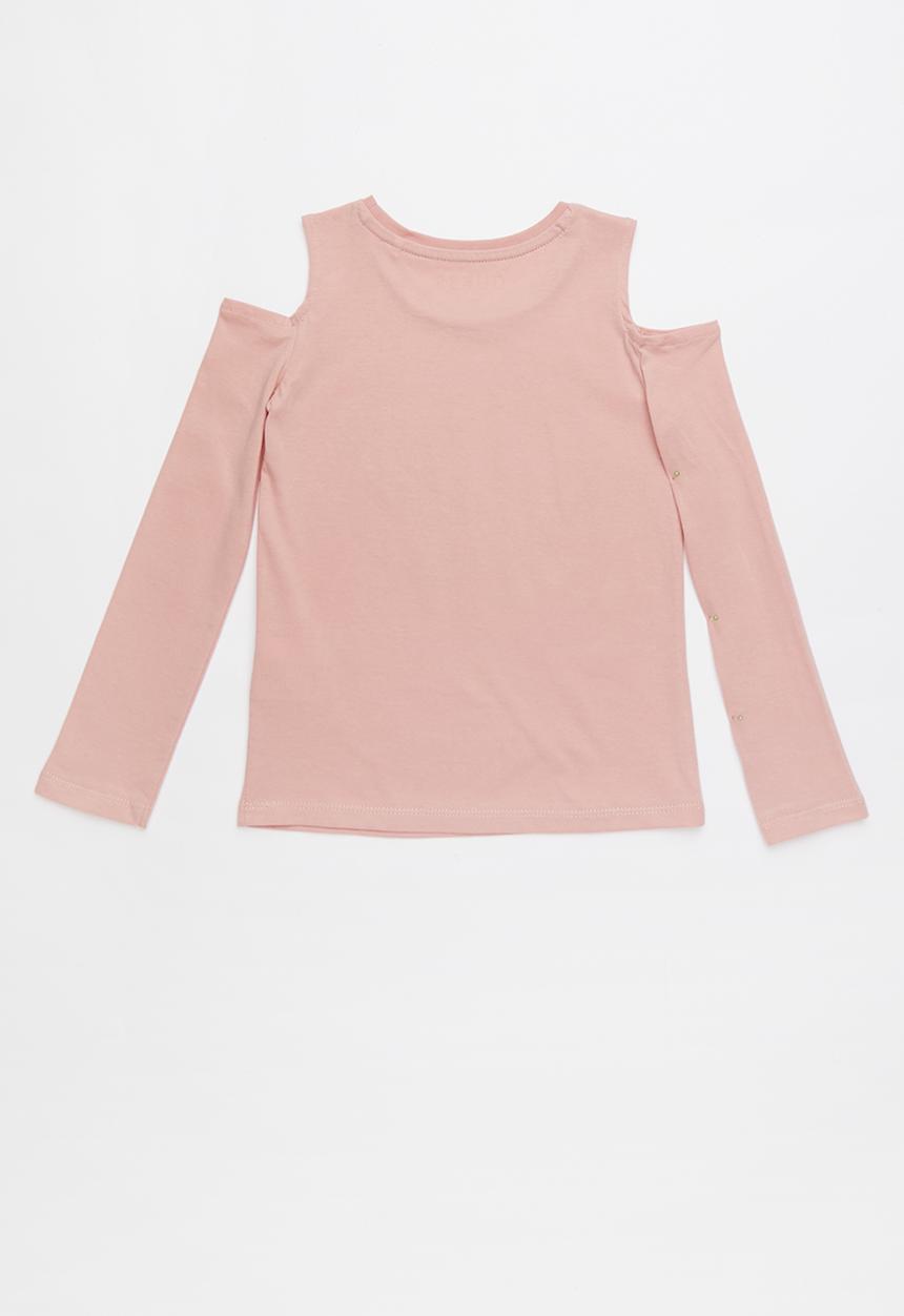 GUESS - Long sleeve cold shoulder varsity tee - pink