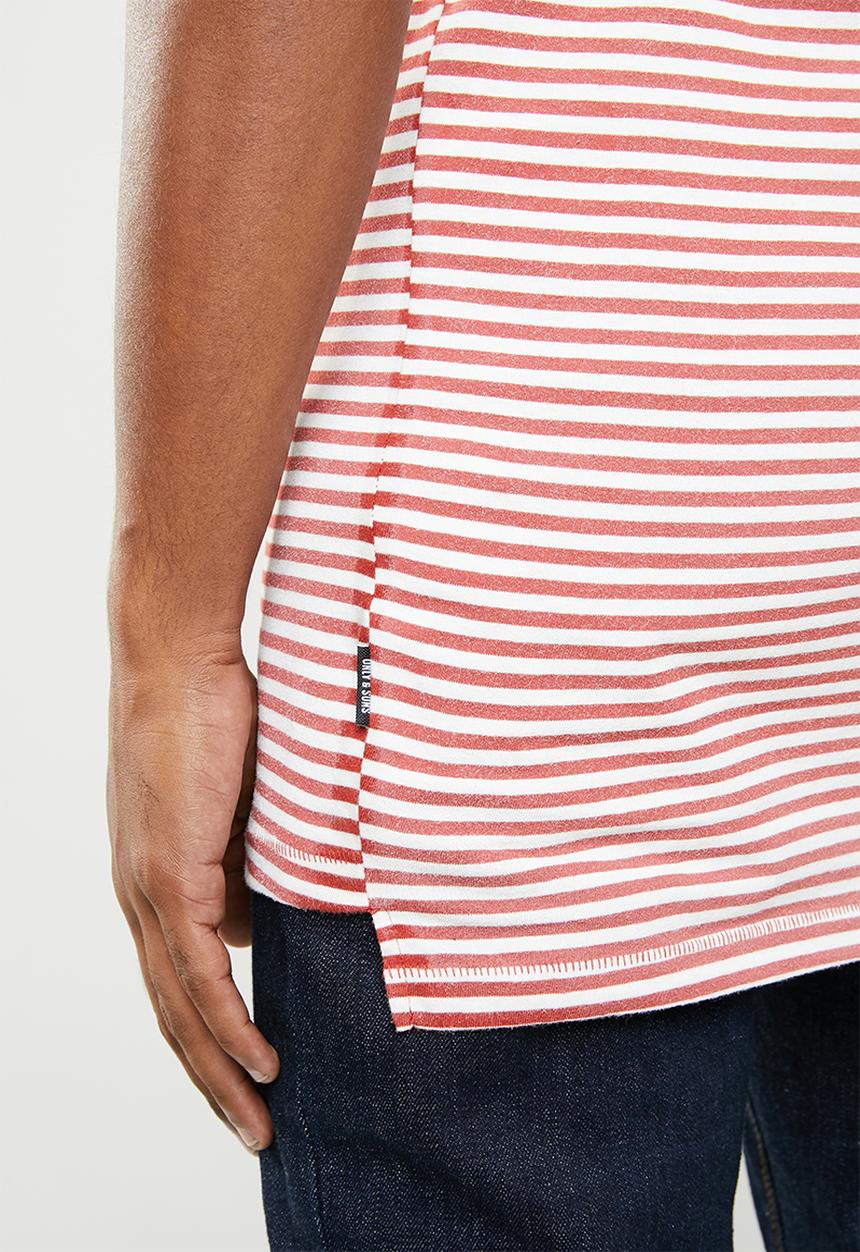 Only & Sons - Hanson bleached stripe tee - rust & cream 