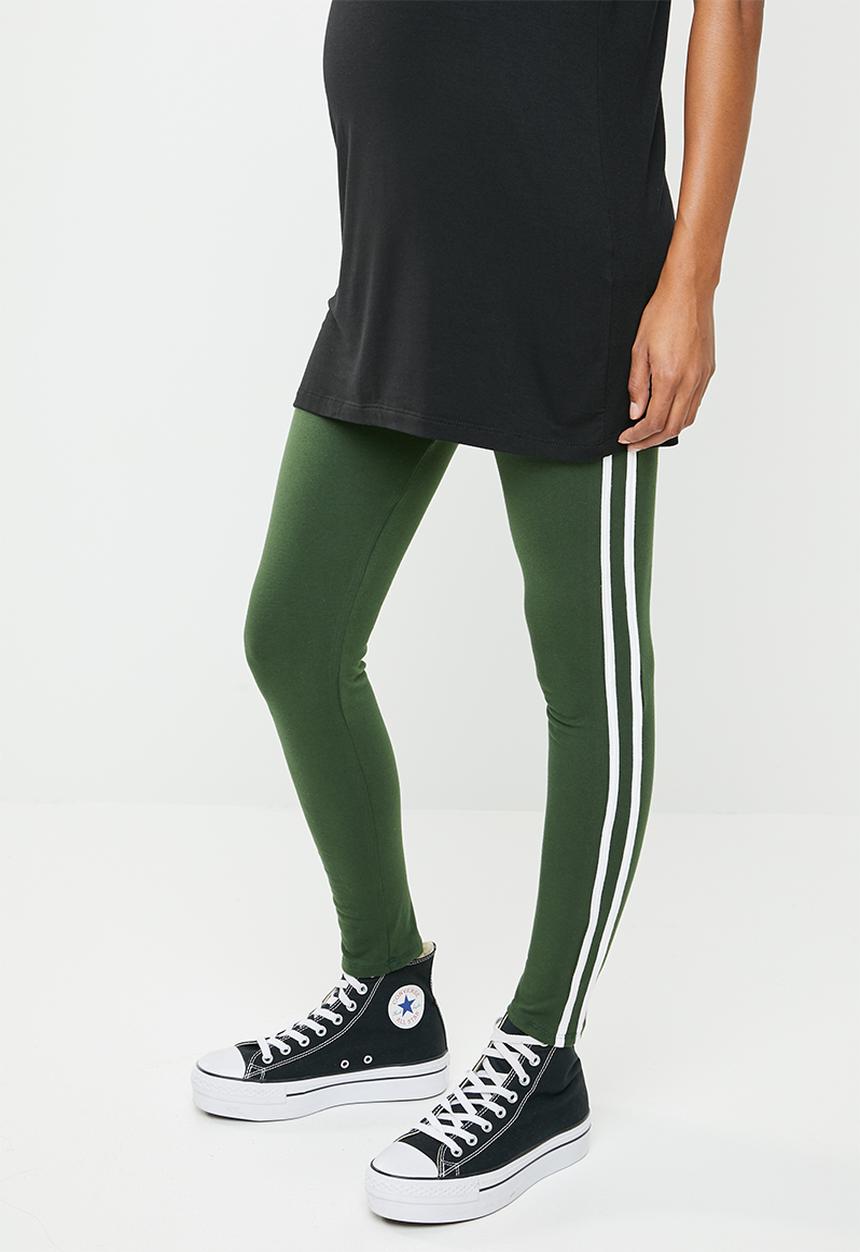 edit Maternity - Racing stripe leggings - khaki green