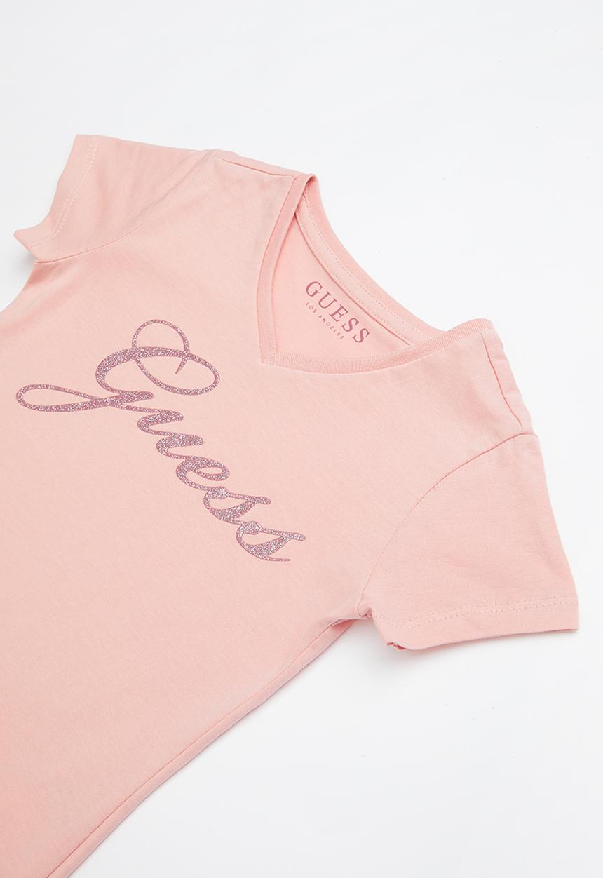 GUESS - Short sleeve script bling tee - pink