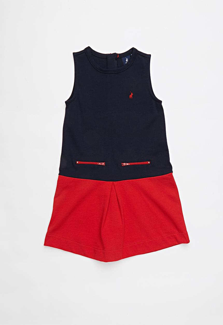 POLO - Stacey colour blocked dress - navy & red