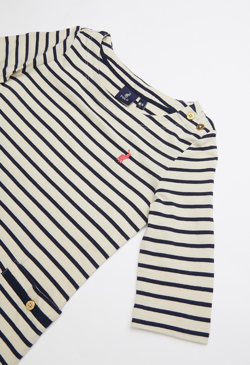 POLO - Harper striped dress - neutral & navy