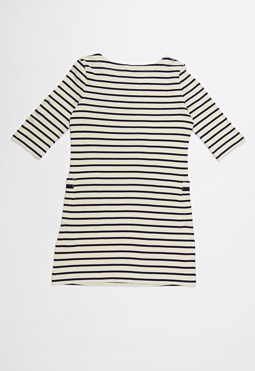 POLO - Harper striped dress - neutral & navy