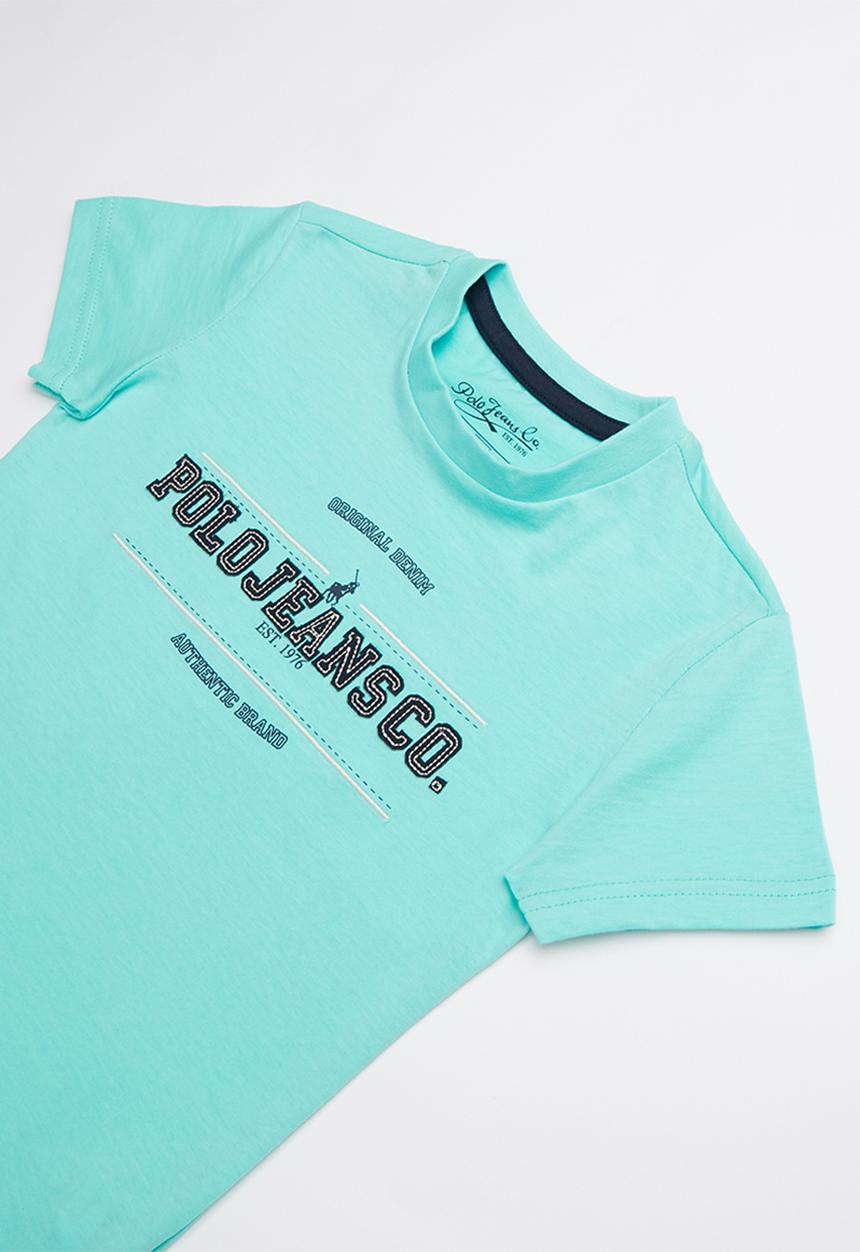 POLO - Clyde applique tee - turquoise