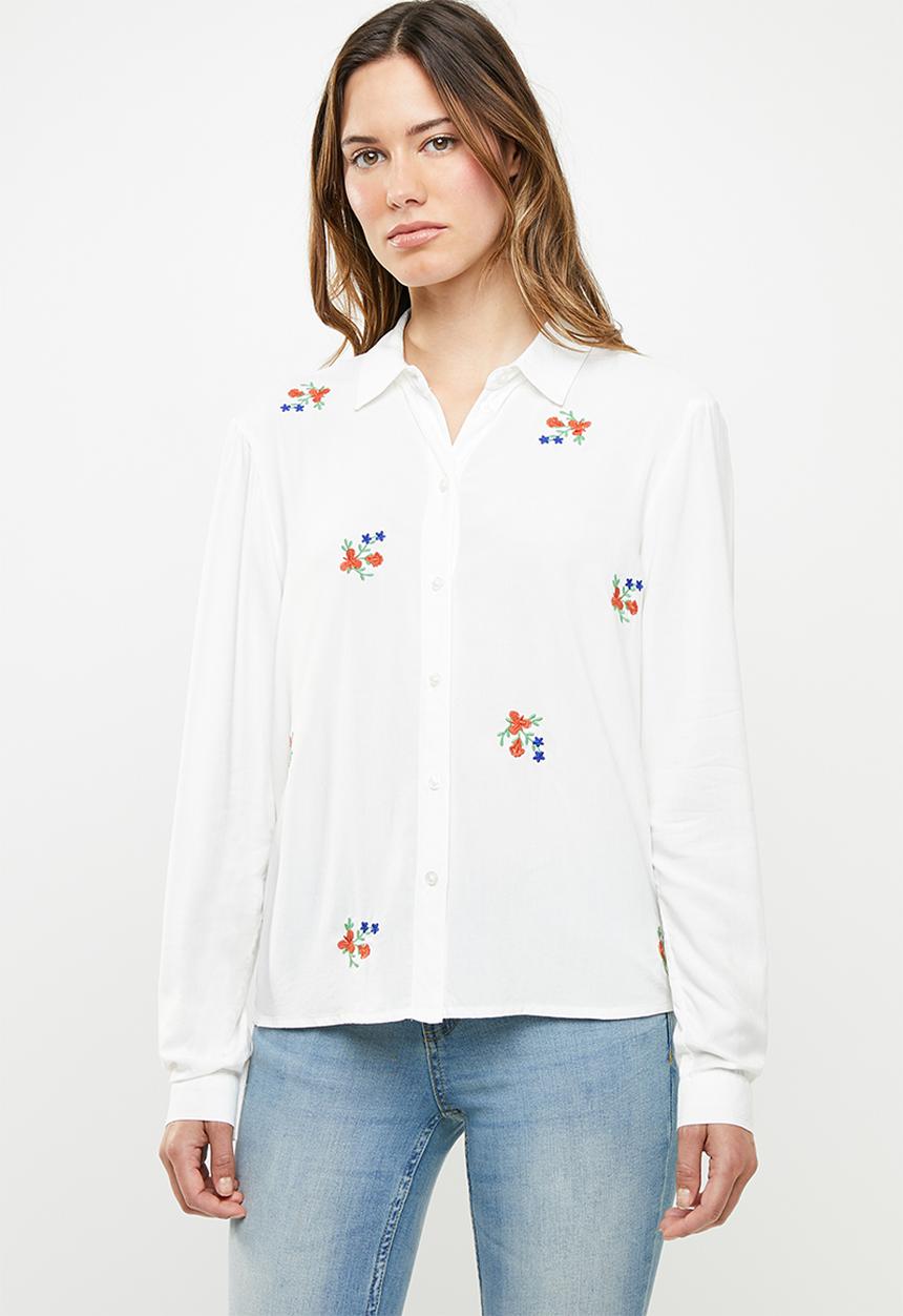 Jacqueline de Yong - Annie embroidery shirt - white