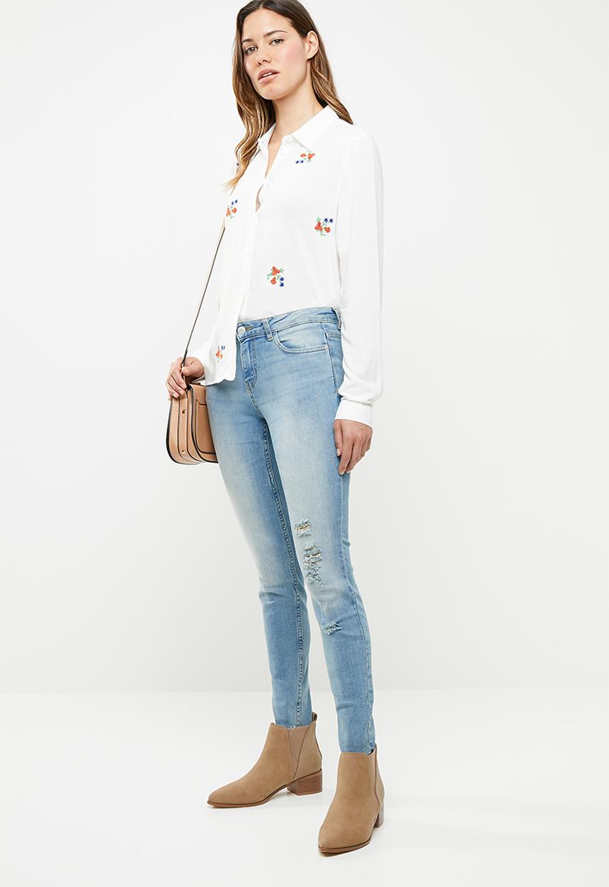 Jacqueline de Yong - Annie embroidery shirt - white