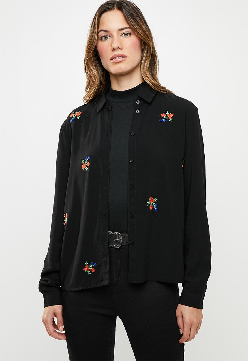 Jacqueline de Yong - Annie embroidery shirt - black
