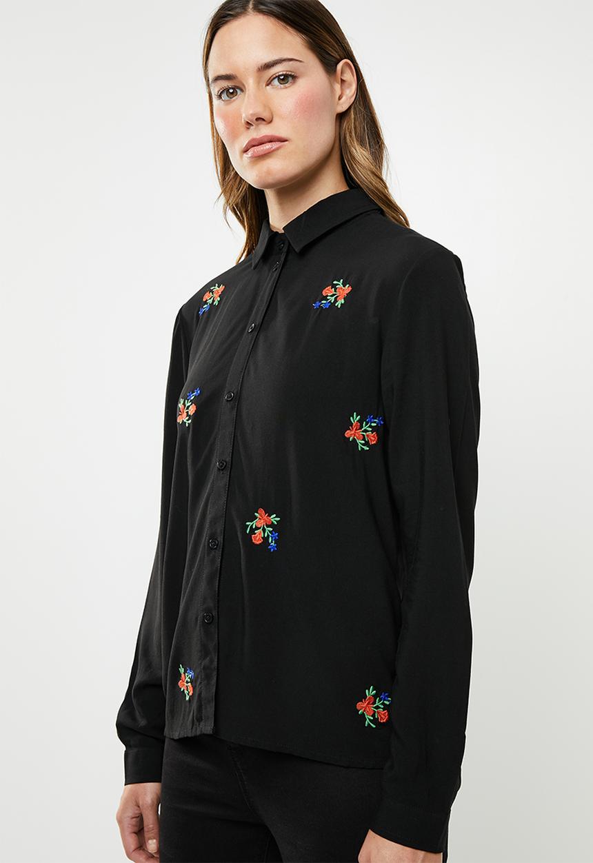 Jacqueline de Yong - Annie embroidery shirt - black