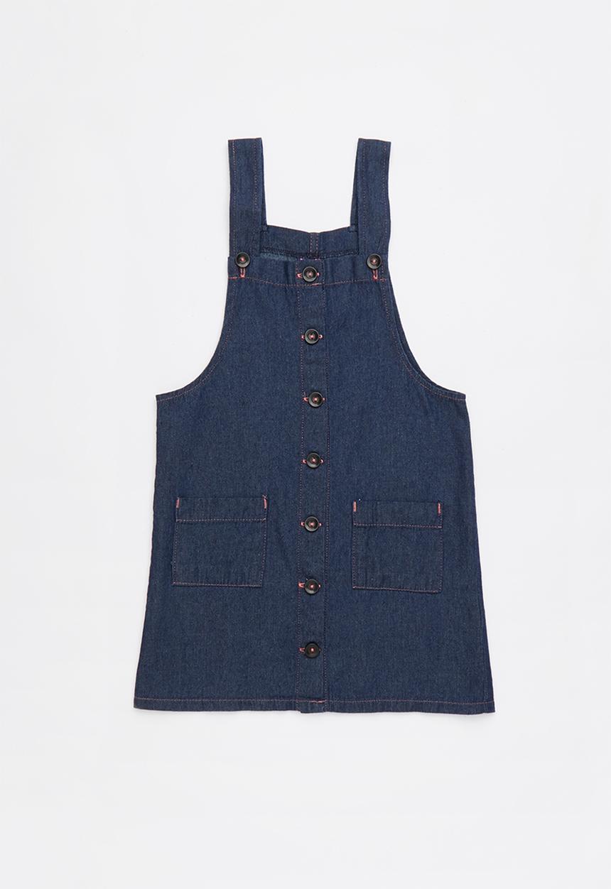 Pop Candy - Short sleeve button through denim dress - blue