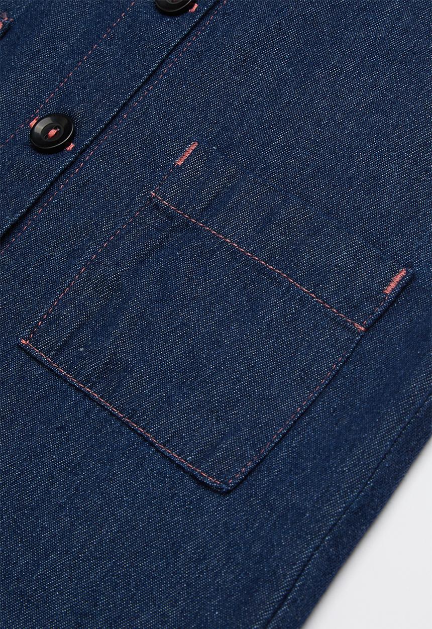 Pop Candy - Short sleeve button through denim dress - blue