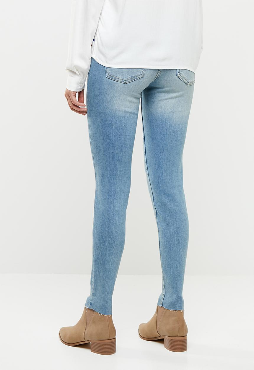 Jacqueline de Yong - Skinny regular floral ankle jeans - blue