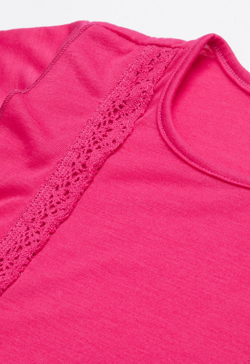 Pop Candy - Short sleeve tee with frill detail - pink