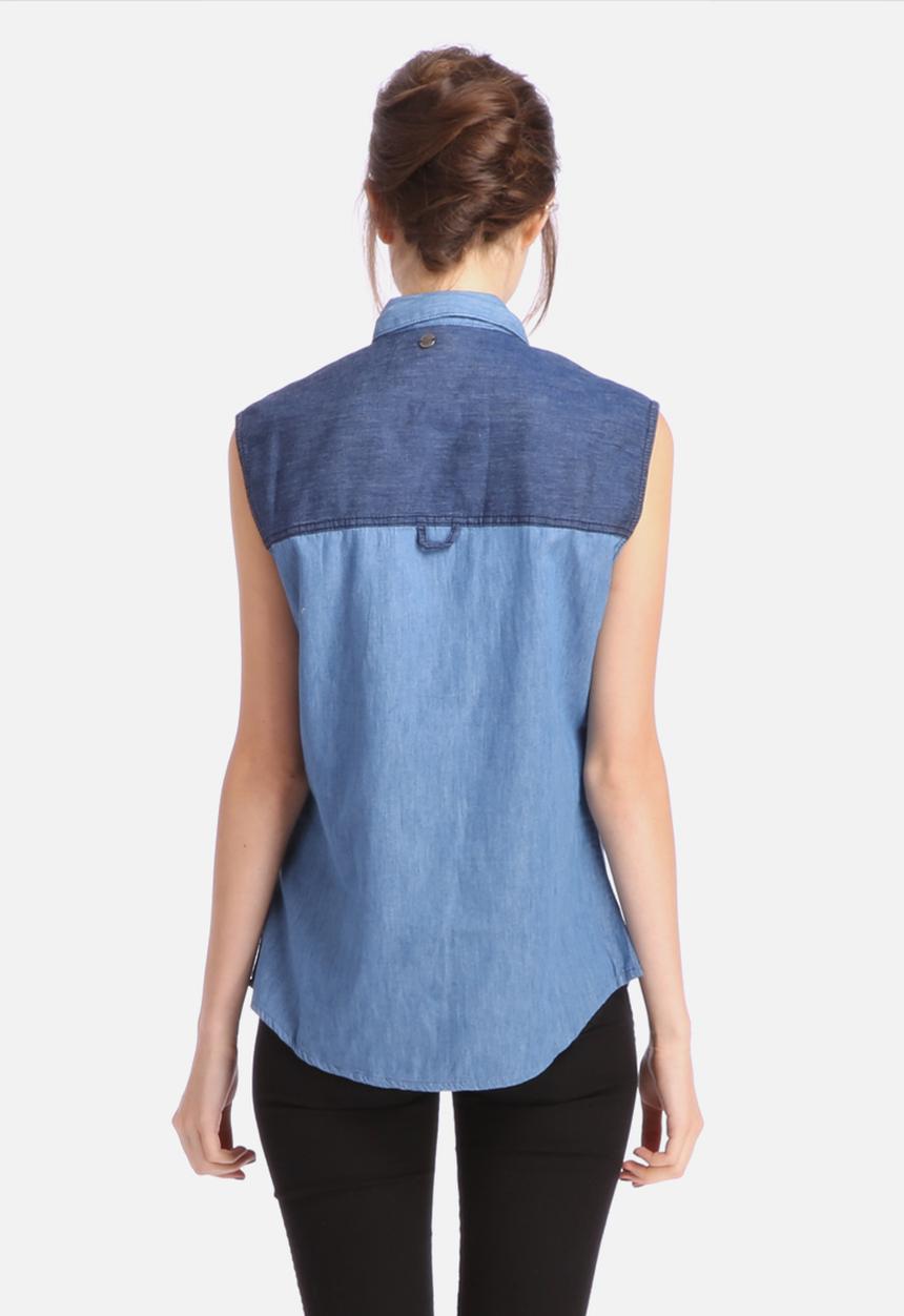 All About Eve - Double Denim Sleeveless Shirt 