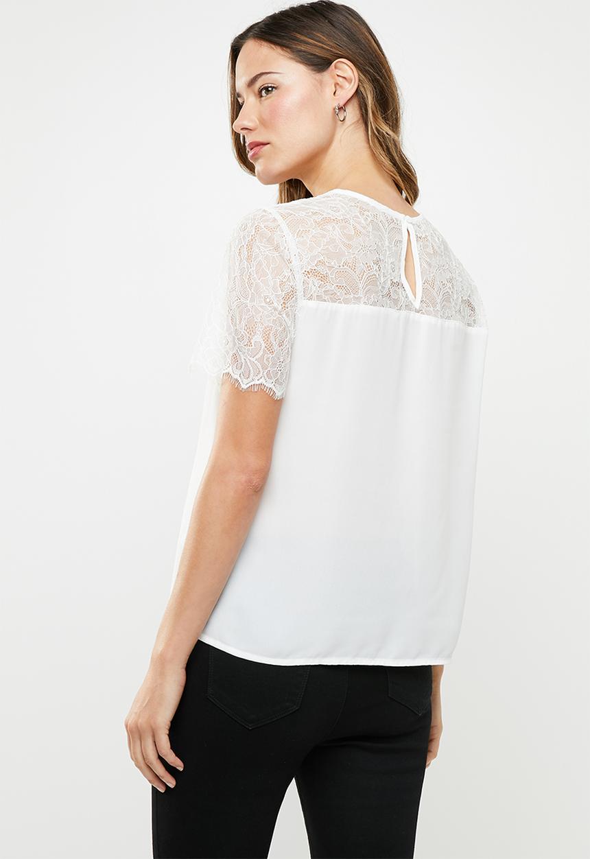 ONLY - Fiona lace top - white