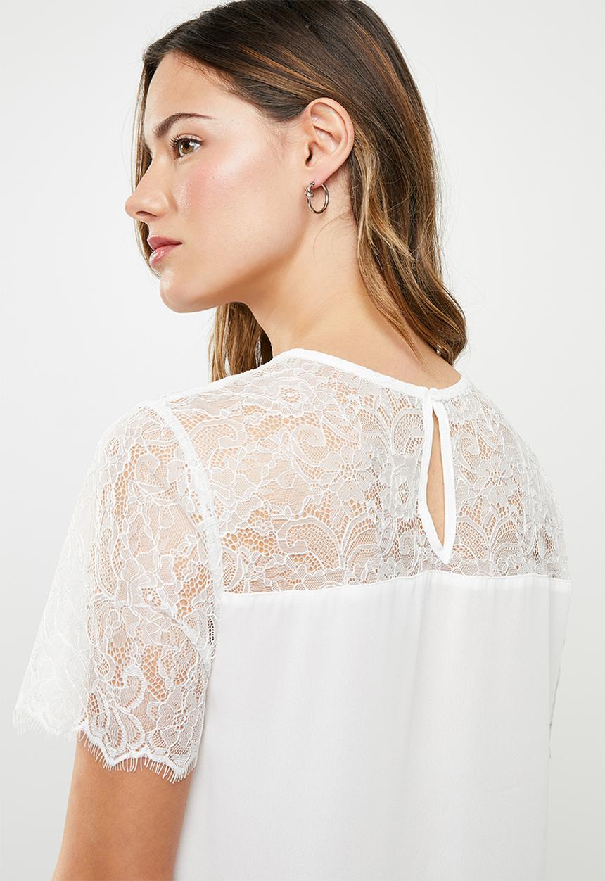 ONLY - Fiona lace top - white