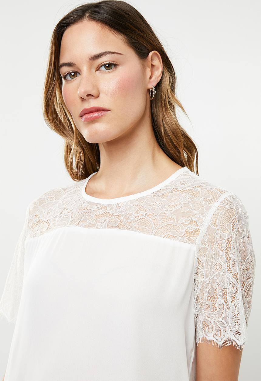 ONLY - Fiona lace top - white